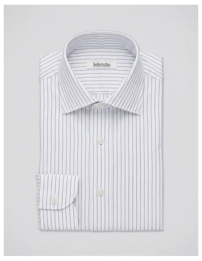 Institchu Gilligan Navy and White Pinstripe Cotton Shirt