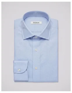 Institchu Hobbes Blue Dobby Non-Iron Cotton Shirt