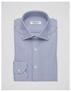 Institchu Myers Navy and White Striped Non-Iron Cotton Shirt