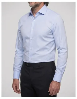 Institchu Stevenson Blue Textured Cotton Shirt