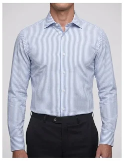 Institchu Wilton Non Iron Stripe Shirt in Baby Blue