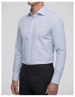 Institchu Wilton Non Iron Stripe Shirt in Baby Blue