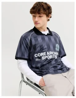 Jack & Jones Breeze Football Mesh T-shirt in Blue