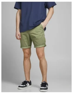 Jack & Jones Bowie Stretch Slim Fit Chino Shorts in Deep Lichen Green