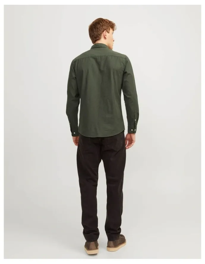 Jack & Jones Oxford Long Sleeve Shirt in Forest Night