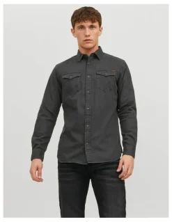 Jack & Jones Sheridan Long Sleeve Denim Shirt in Black