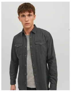 Jack & Jones Sheridan Long Sleeve Denim Shirt in Black