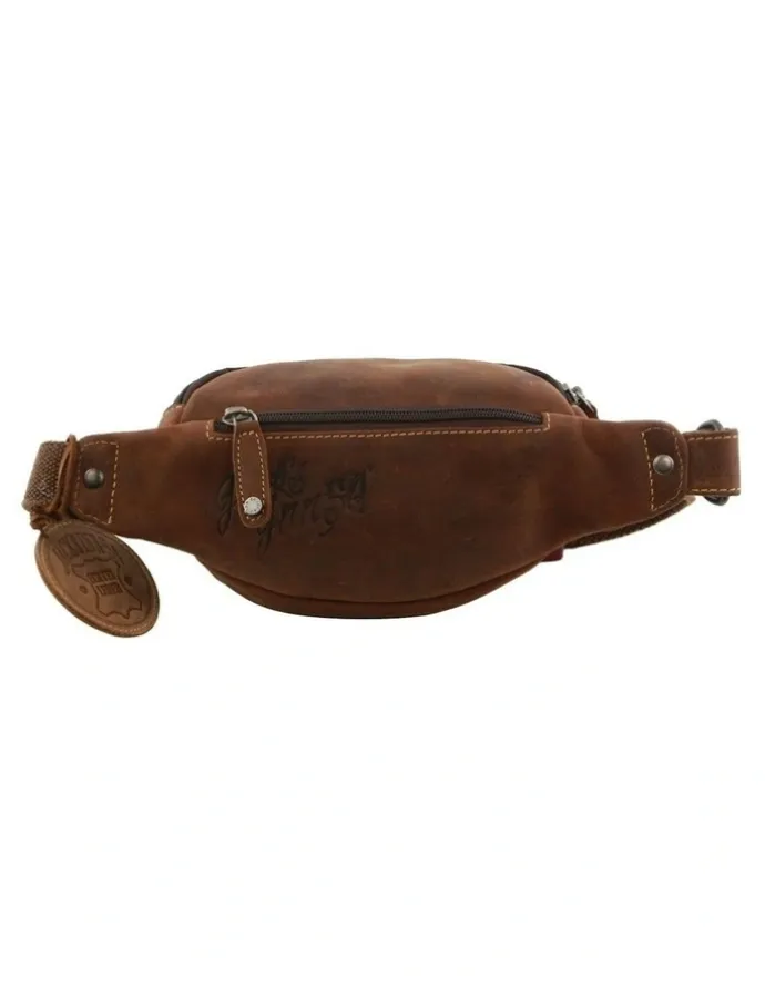 Jack's Inn 54 Crazy Horse Leather Bumbag Waist Belt Bag Pouch in Cognac