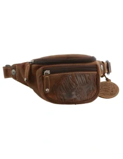 Jack's Inn 54 Crazy Horse Leather Bumbag Waist Belt Bag Pouch in Cognac