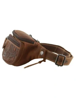 Jack's Inn 54 Crazy Horse Leather Bumbag Waist Belt Bag Pouch in Cognac