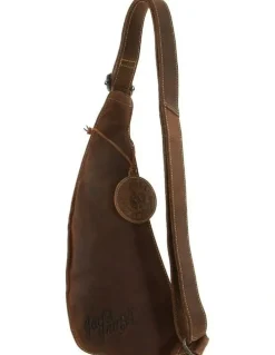 Jack's Inn 54 Crazy Horse Leather Crossbody Sling Bag in Cognac