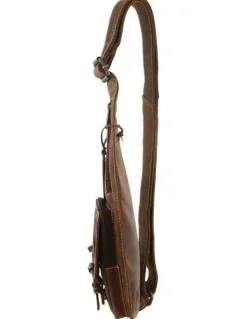 Jack's Inn 54 Crazy Horse Leather Crossbody Sling Bag in Cognac