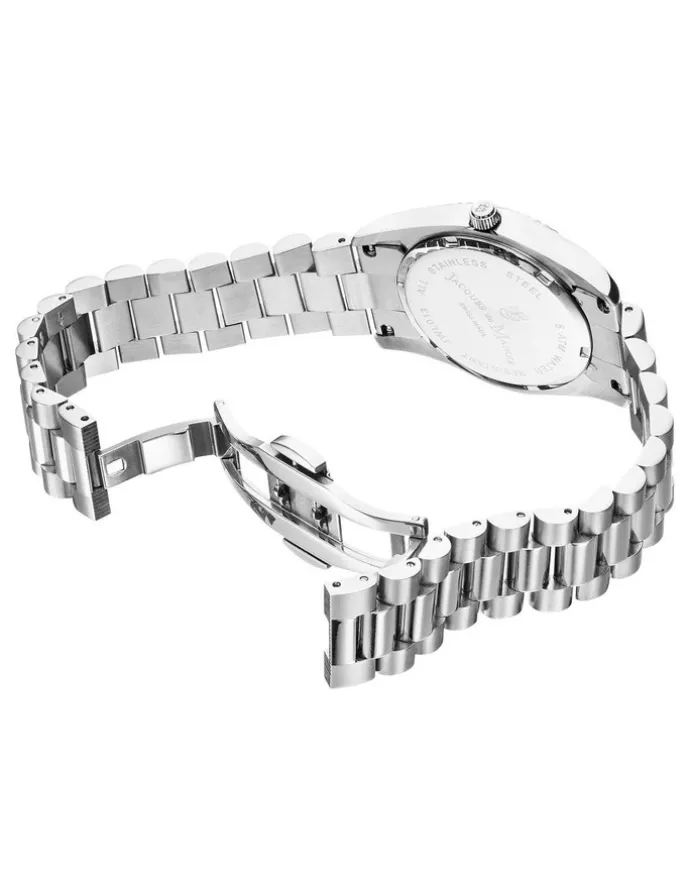 Jacques Du Manoir Swiss Inspiration Roman Strap Watch 34mm in Silver