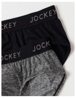 Jockey Comfort Classics Microfibre Marle Pack of 2 Briefs in Black