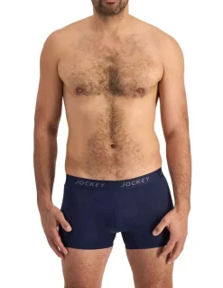 Jockey Comfort Classics Microfibre Marle Trunks Pack Of 2 in Navy