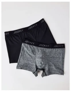 Jockey Comfort Classics Microfibre Marle Trunks Pack Of 2 in Black