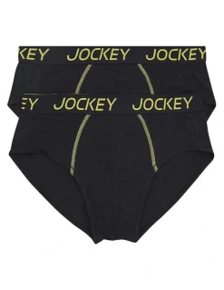 Jockey Performance Active Brief Cotton 2 Pack in Black