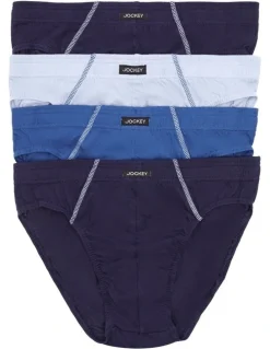 Jockey Cotton Briefs 4 Pack in Navy/Blue