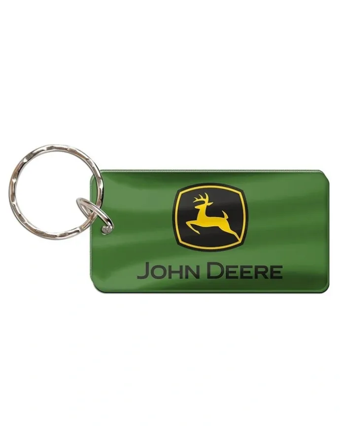 John Deere Rectangular Key Ring/Chain Trademark Premium Acylic in Green/Black