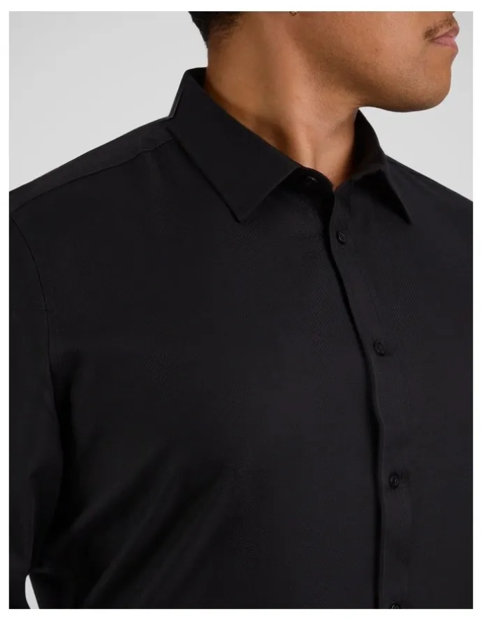 Johnny Bigg Ace Easycare Twill Dress Shirt in Black