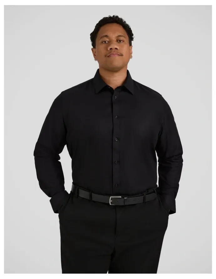 Johnny Bigg Ace Easycare Twill Dress Shirt in Black