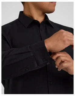 Johnny Bigg Ace Easycare Twill Dress Shirt in Black