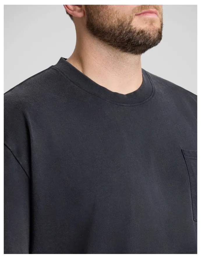 Johnny Bigg Acid Wash Relaxed Fit Tee in Washed Black