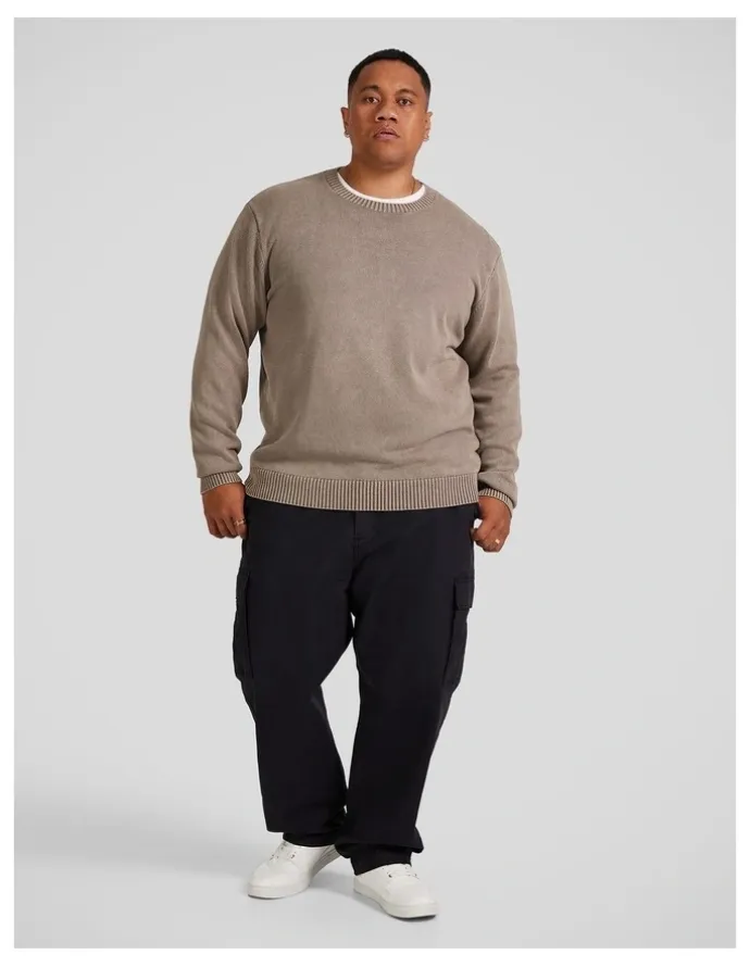 Johnny Bigg Acid Wash Sweater in Taupe