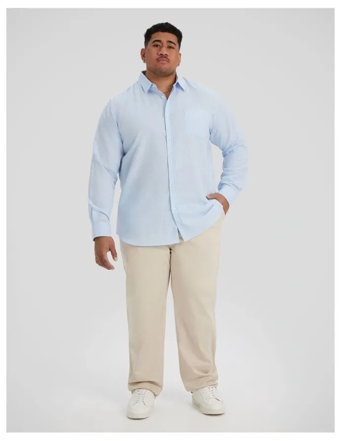 Johnny Bigg Anders Linen Shirt in Pale Blue