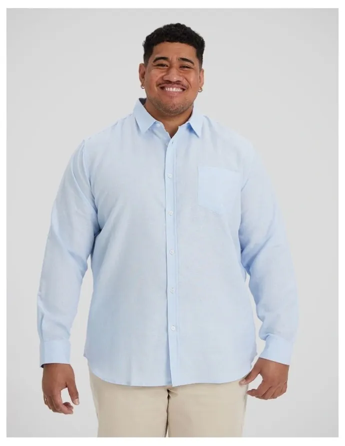 Johnny Bigg Anders Linen Shirt in Pale Blue