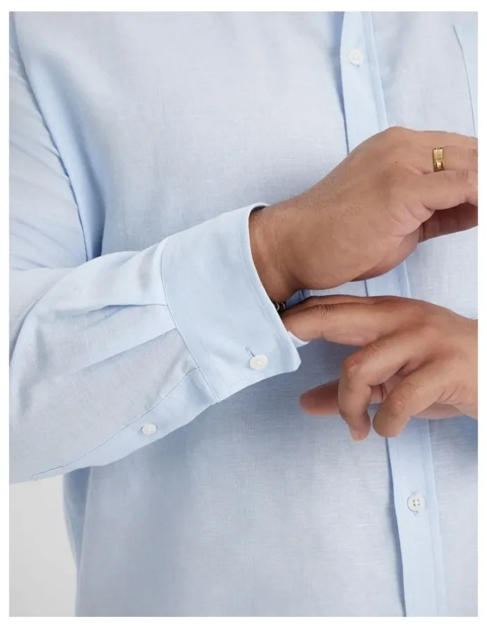 Johnny Bigg Anders Linen Shirt in Pale Blue
