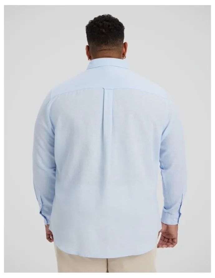 Johnny Bigg Anders Linen Shirt in Pale Blue