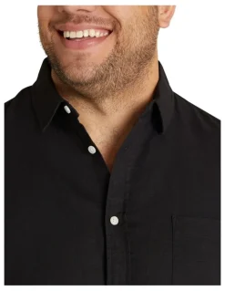 Johnny Bigg Anders Linen Blend Shirt in Black