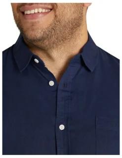 Johnny Bigg Anders Linen Shirt in Navy