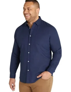Johnny Bigg Anders Linen Shirt in Navy
