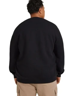 Johnny Bigg Asher Jacquard Crew Sweat in Black