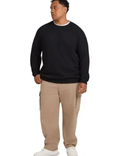 Johnny Bigg Asher Jacquard Crew Sweat in Black