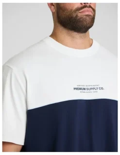 Johnny Bigg Block Panel Relaxed Fit Tee in Navy