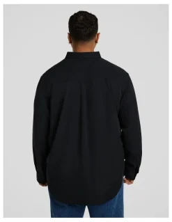 Johnny Bigg Bobby Relaxed Viscose Shirt in Black