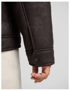 Johnny Bigg Bomber Sherpa Jacket in Chocolate