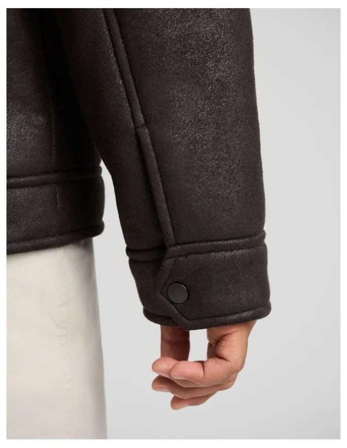 Johnny Bigg Bomber Sherpa Jacket in Chocolate