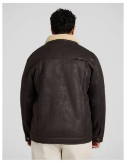 Johnny Bigg Bomber Sherpa Jacket in Chocolate