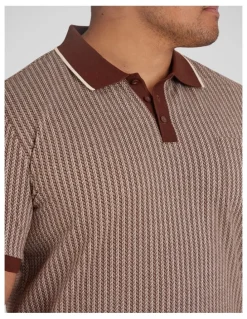 Johnny Bigg Bradley Jacquard Polo in Chestnut