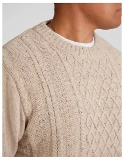 Johnny Bigg Cable Knit Sweater in Sand