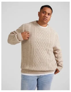 Johnny Bigg Cable Knit Sweater in Sand