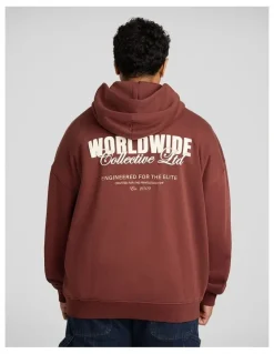 Johnny Bigg Collective Relaxed Fit Hoodie in Ox Blood