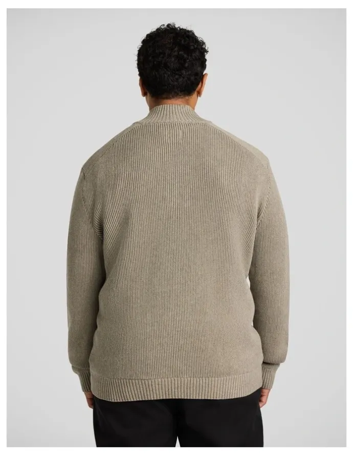 Johnny Bigg Dempsey 1/4 Zip Sweater in Mushroom