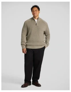 Johnny Bigg Dempsey 1/4 Zip Sweater in Mushroom