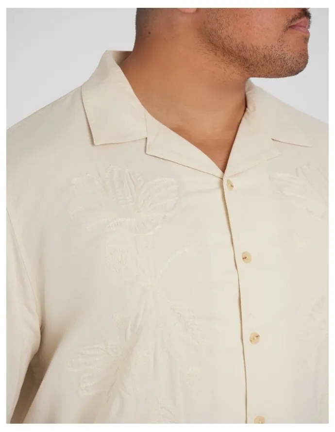 Johnny Bigg Embroided Boxy Fit Shirt in Ecru