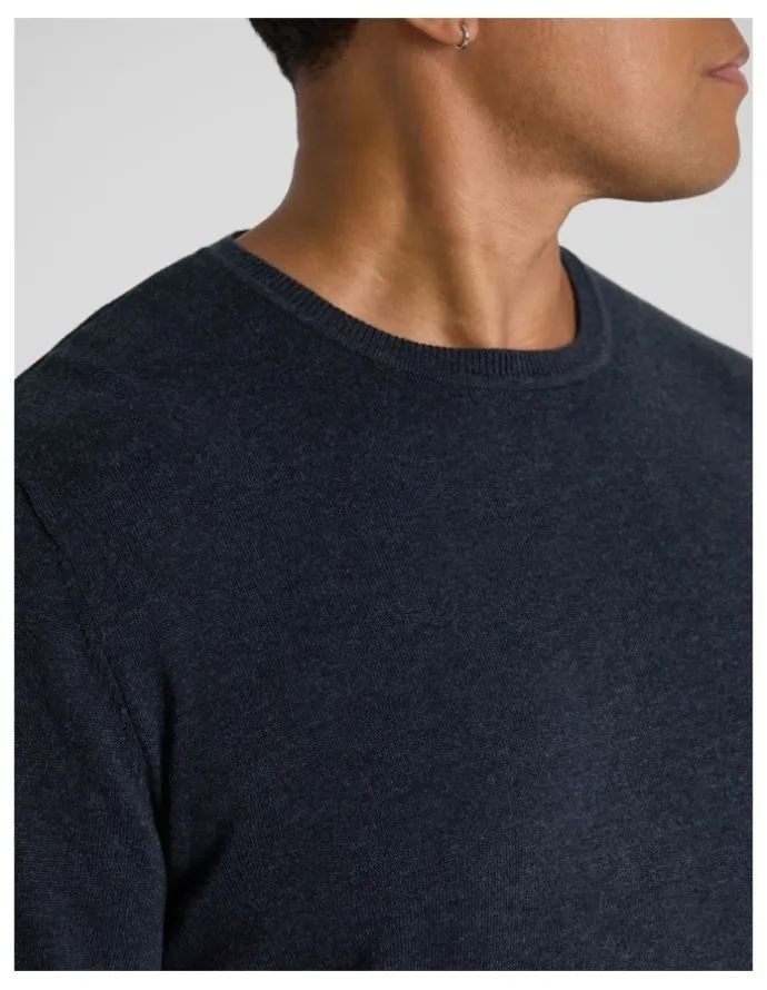 Johnny Bigg Essential Crew Neck Sweater in Navy Marle